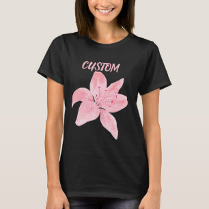 Camiseta Personalizada com Nome e Lírio Rosa em Aq