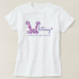 Camiseta personalizada com o significado do nome W