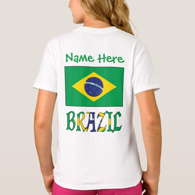 Camiseta Personalizada da Bandeira do Brasil para  (Verso)
