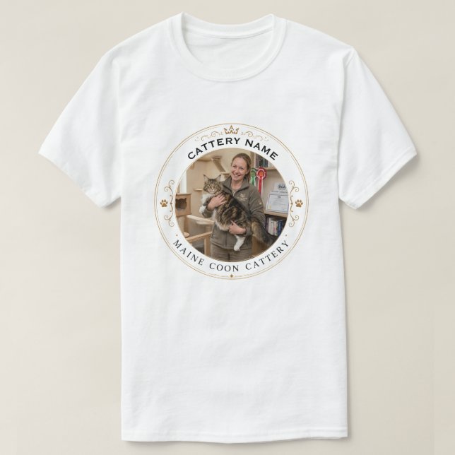 Camiseta Personalizada da Cattery Maine Coon com F (Frente do Design)