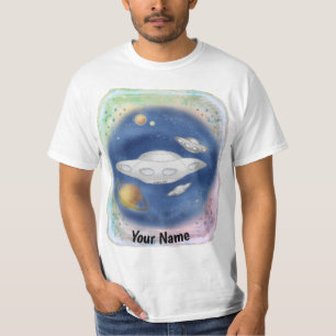 Camiseta Personalizada da Espaçonave Alien Cinza