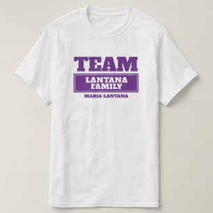 Camiseta personalizada da família ou do grupo roxo