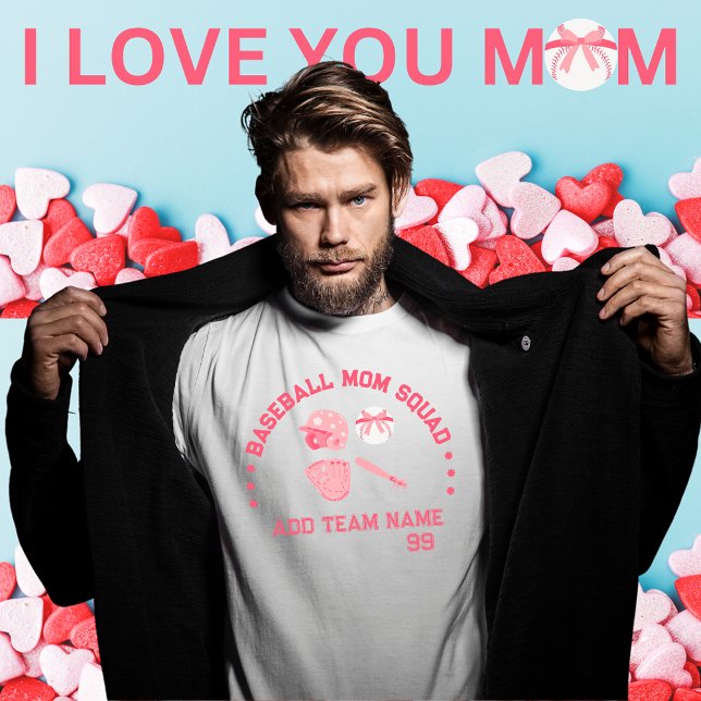 Camiseta Personalizada da Turma da Mamãe de Beiseb (Baseball Gift For Mom, Best Baseball gift for her)