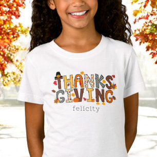 Camiseta Personalizada de Ação de Graças com Letra