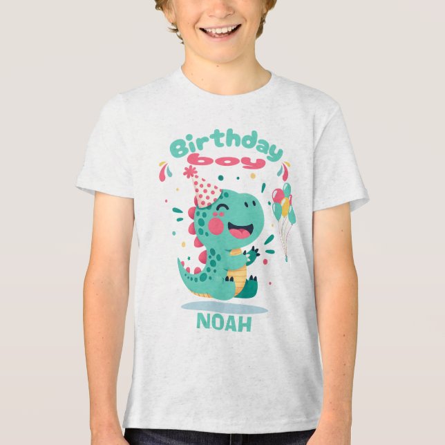 Camiseta Personalizada de Aniversário de Dinossaur (Frente)