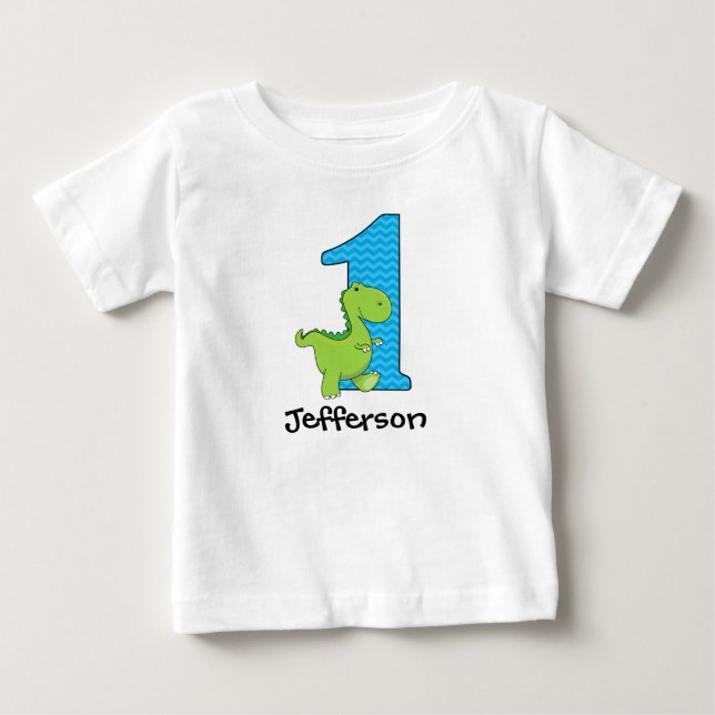 Camiseta Personalizada de Aniversário de Dinossaur (Frente)