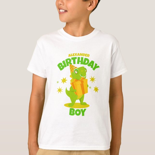 Camiseta Personalizada de Aniversário de Dinossaur (Frente)