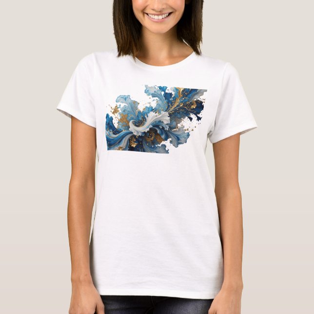 Camiseta Personalizada de Arte Abstrata Azul-Marin (Frente)