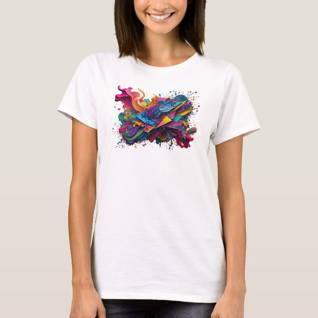 Camiseta Personalizada de ARTE ABSTRATA Colorida e (Frente)
