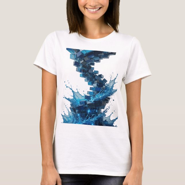 Camiseta Personalizada de Arte Abstrata em Prata L (Frente)