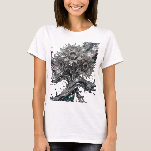Camiseta Personalizada de Arte Abstrata Prata Afia (Frente)