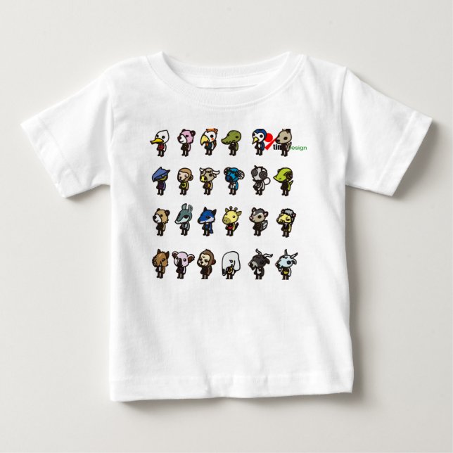 Camiseta Personalizada de Bebê com Animais Fofos d (Frente)