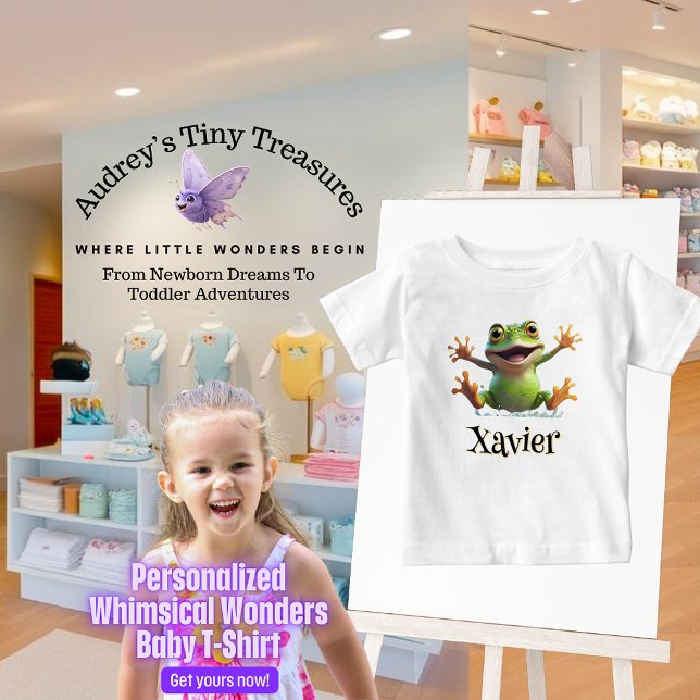 Camiseta Personalizada de Bebê Sapo Maravilhas Cap (Criador carregado)