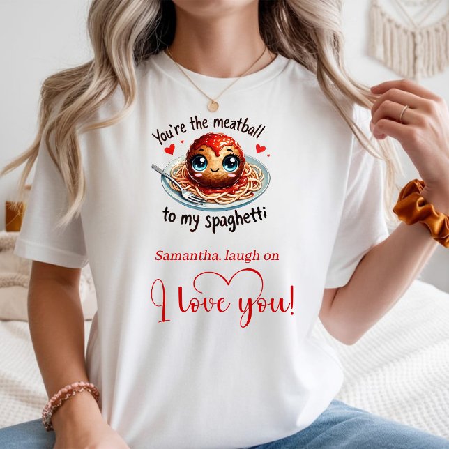 Camiseta Personalizada de Comida de Desenho Fofo E (Cute Cartoon Food Custom I Love You Gift T Shirt)