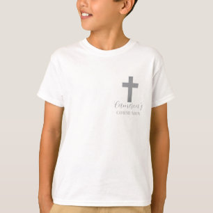 Camiseta personalizada de comunhão cruz meninos