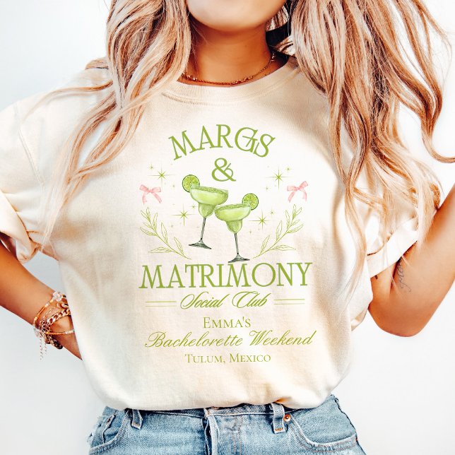 Camiseta Personalizada de Despedida de Solteira Ma (margs and matrimony shirt, tequila bachelorette party shirt, margarita themed bride shirt, fiesta ba)