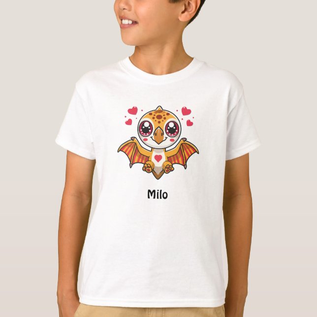 Camiseta Personalizada de Dinossauro Voador para C (Frente)