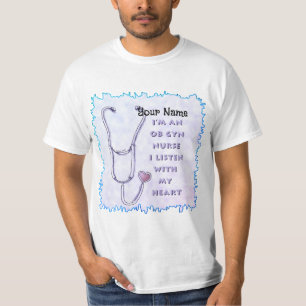 Camiseta personalizada de enfermeiras cardíacas Ob