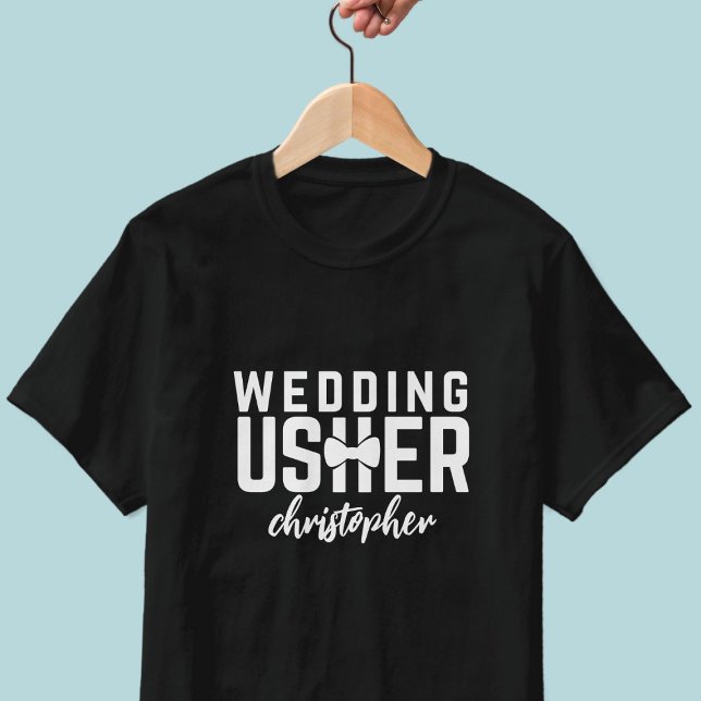Camiseta Personalizada de Festa Bridal de Casament (Add your name to this Wedding Usher shirt. Makes a lovely proposal gift for them)