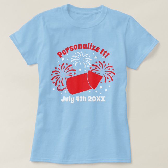Camiseta Personalizada de Fogo de Artifício de 4 d (Frente do Design)