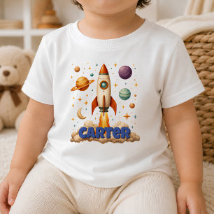 Camiseta Personalizada de Foguete Retro para Crian