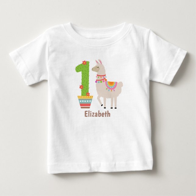camiseta personalizada de lhama fofa para primeiro (Frente)