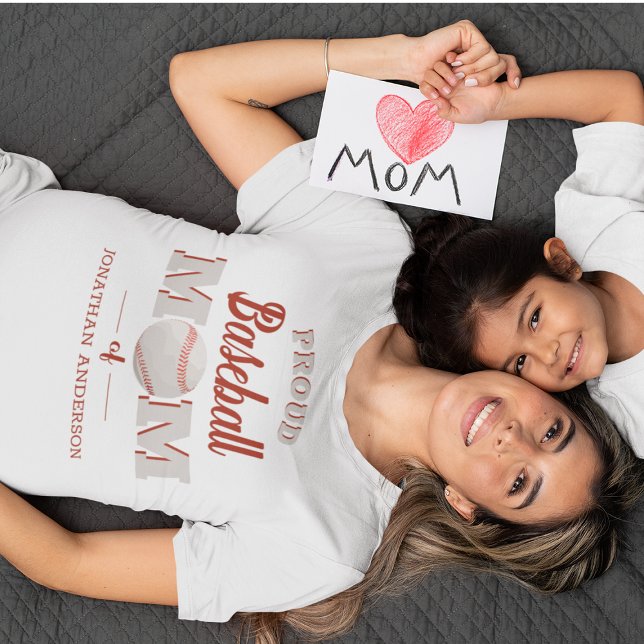 Camiseta Personalizada de Mãe de Beisebol Orgulhos (Criador carregado)