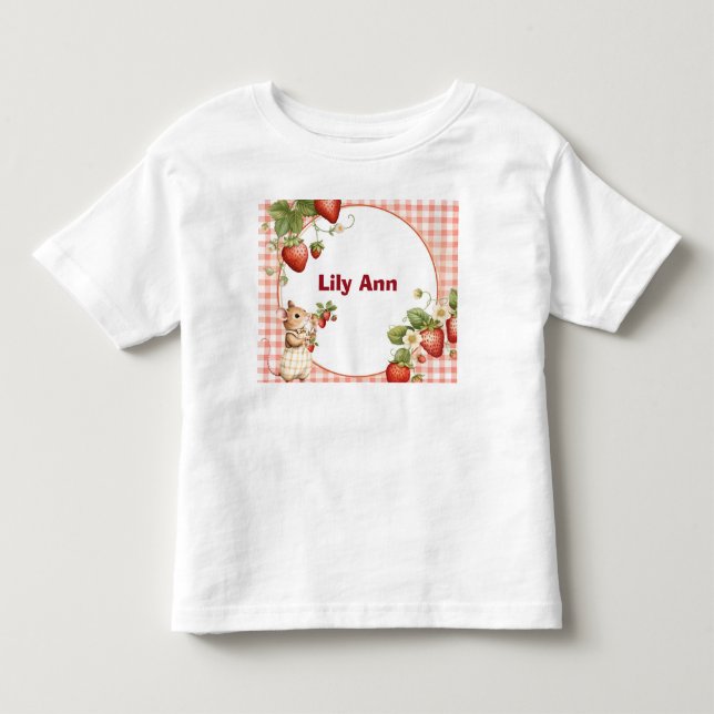 Camiseta Personalizada de Morango e Ratinho para C (Frente)