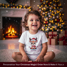 Camiseta Personalizada de Natal para Bebê Rena Pri