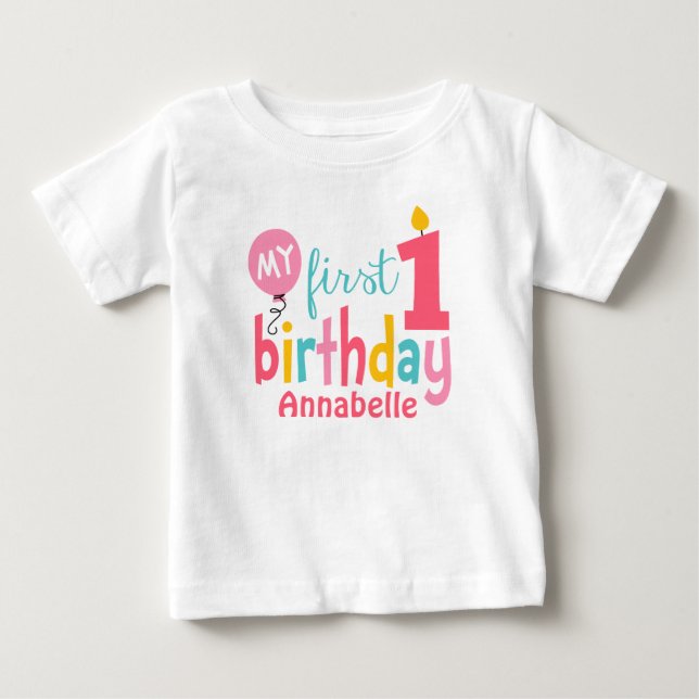 Camiseta Personalizada de Primeiro Aniversário (Frente)