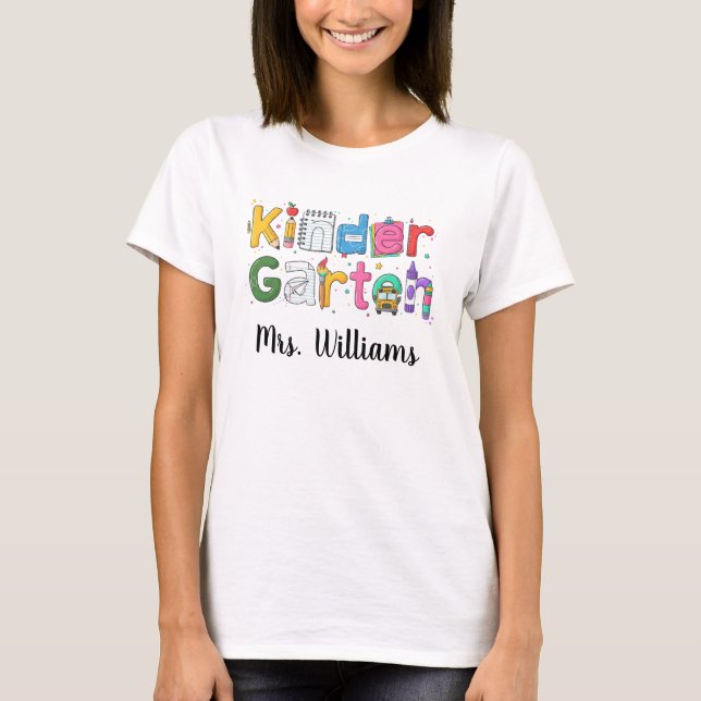Camiseta Personalizada de Professora de Jardim de  (Frente)