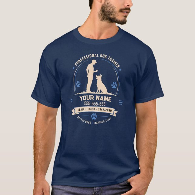 Camiseta Personalizada de Treinador de Cães com No (Frente)