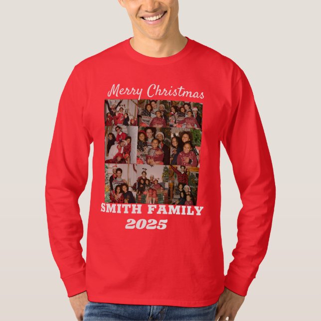 Camiseta Personalizada De Uma Colagem De Fotos Da Família (Frente)