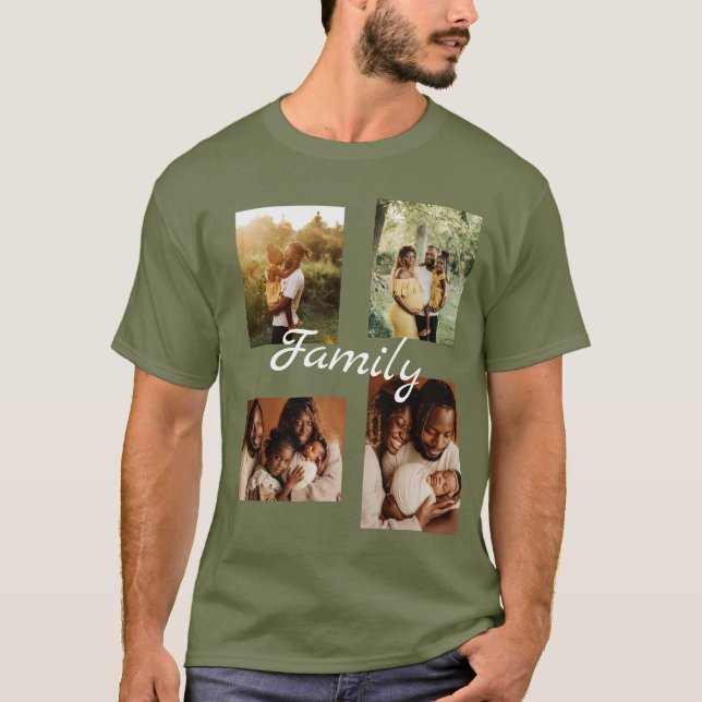 Camiseta Personalizada De Uma Colagem De Fotos Da Família (Frente)