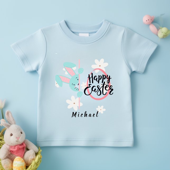 Camiseta Personalizada do Coelho Azul da Páscoa (Criador carregado)
