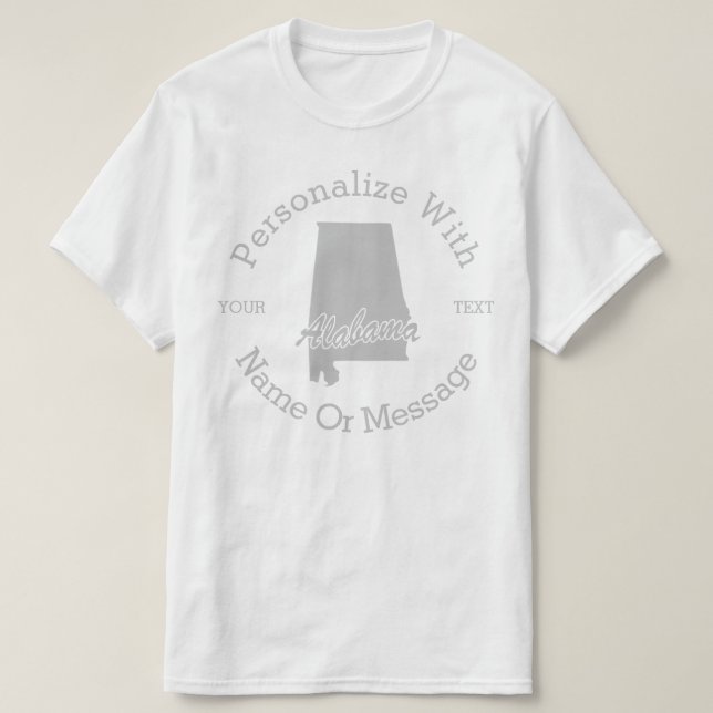 Camiseta PERSONALIZADA Do Estado Do Alabama (Frente do Design)