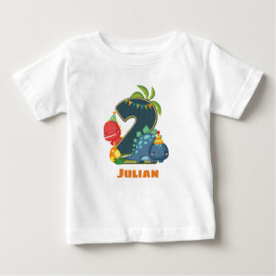 Camiseta Personalizada Do segundo aniversário Dino