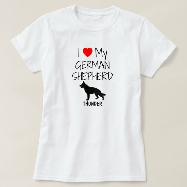 Camiseta Personalizada Eu Amo Meu German shepherd (Frente do Design)