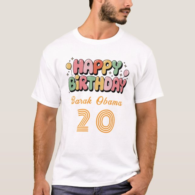 Camiseta Personalizada Feliz Aniversário com Nome  (Frente)