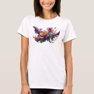 Camiseta Personalizada Flores COLORIDAS Roxo na Mo