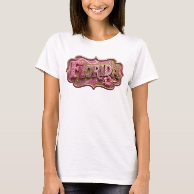 Camiseta Personalizada FLORIDA em Dourado Icônico (Frente)