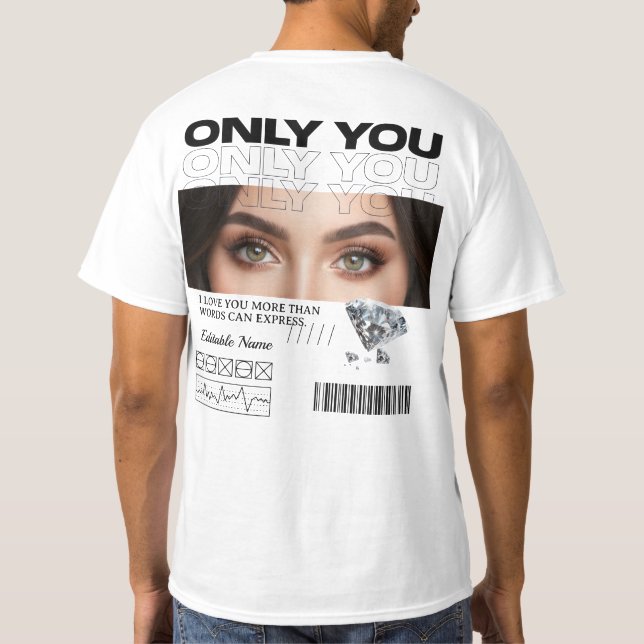 Camiseta Personalizada | Imagem e Nome dos Olhos P (Verso)