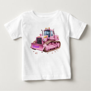 Camiseta Personalizada Infantil Trator Rosa