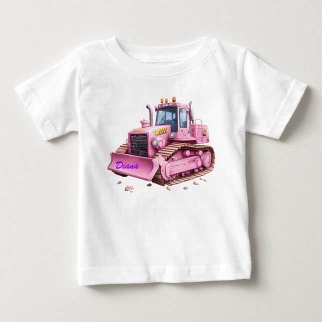 Camiseta Personalizada Infantil Trator Rosa (Frente)