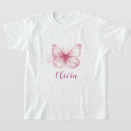 Camiseta Personalizada Meninas Borboleta Rosa Fofa