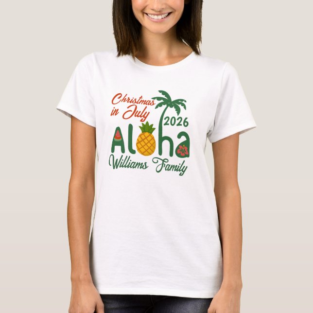 Camiseta Personalizada Natal Em Julho Aloha (Frente)