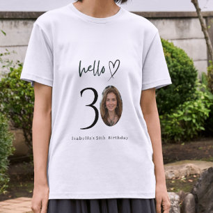 Camiseta Personalizada 'Olá 30' de Aniversário com