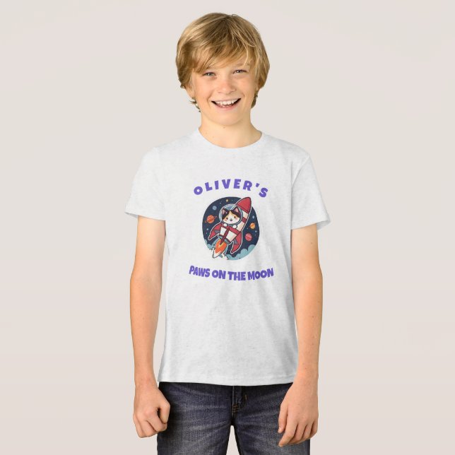 Camiseta Personalizada Oliver's Rocket Cat (Frente Completa)