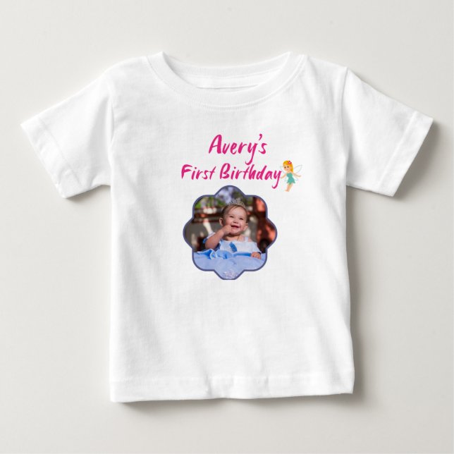 Camiseta Personalizada para Bebê Menina de 1º Aniv (Frente)