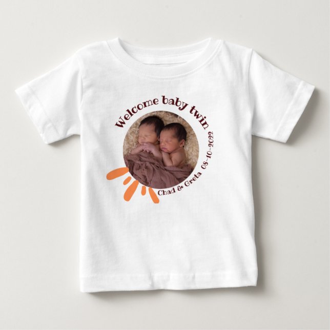 Camiseta Personalizada para Gêmeos Recém-Nascidos  (Frente)
